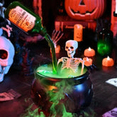 Halloween Black Cauldron with Floating Potion, Skeleton & Diffuser Prop Tektoty